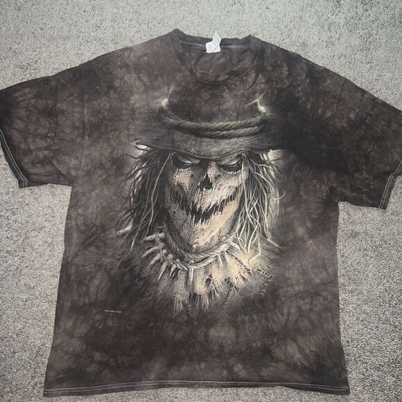 Vintage James Ryman Graphic Scarecrow Horror Tie Dye Brown T-Shirt sz 2XL - Picture 1 of 6